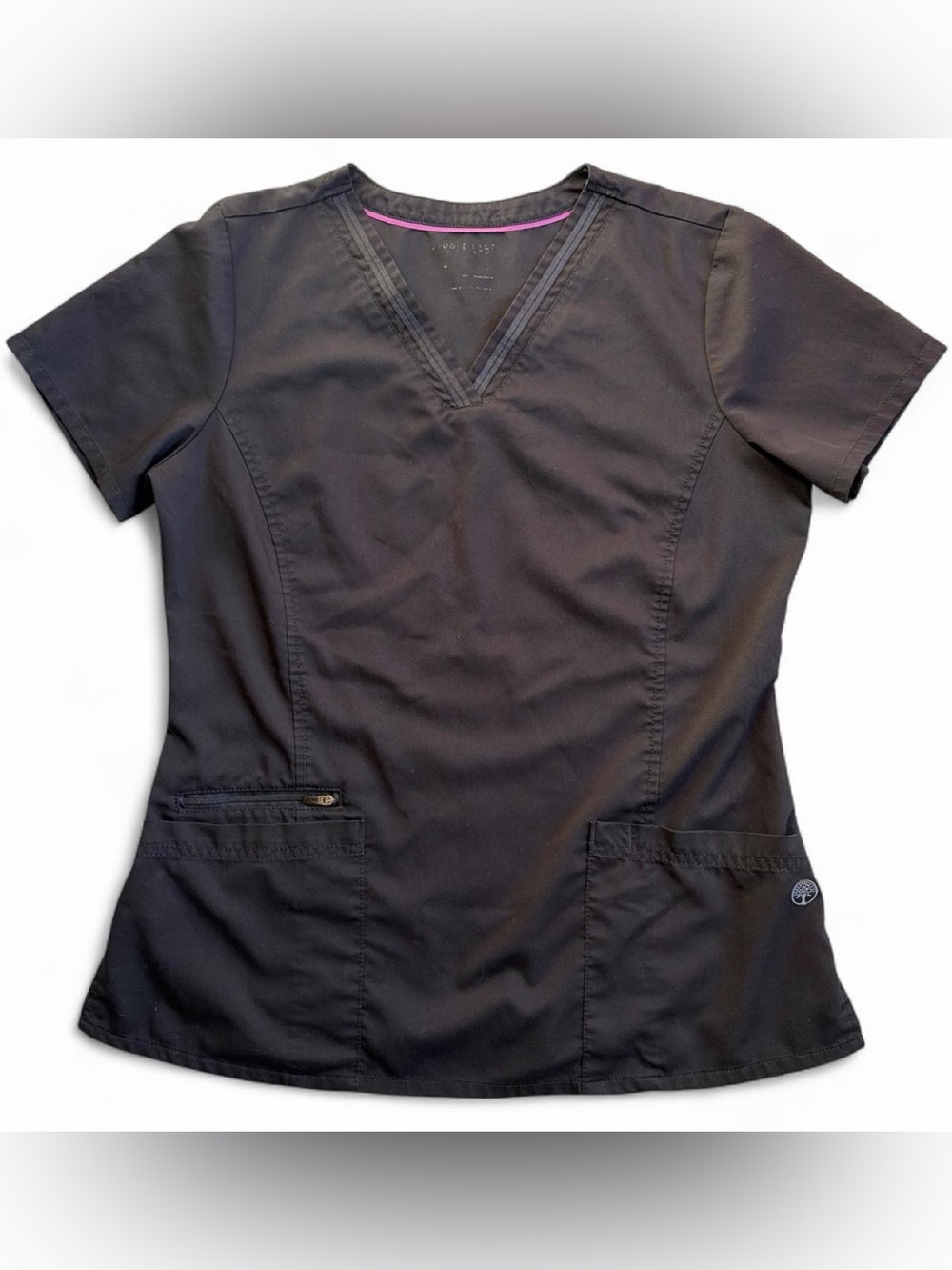 Women’s Purple Label Black V-Neck Scrub Top